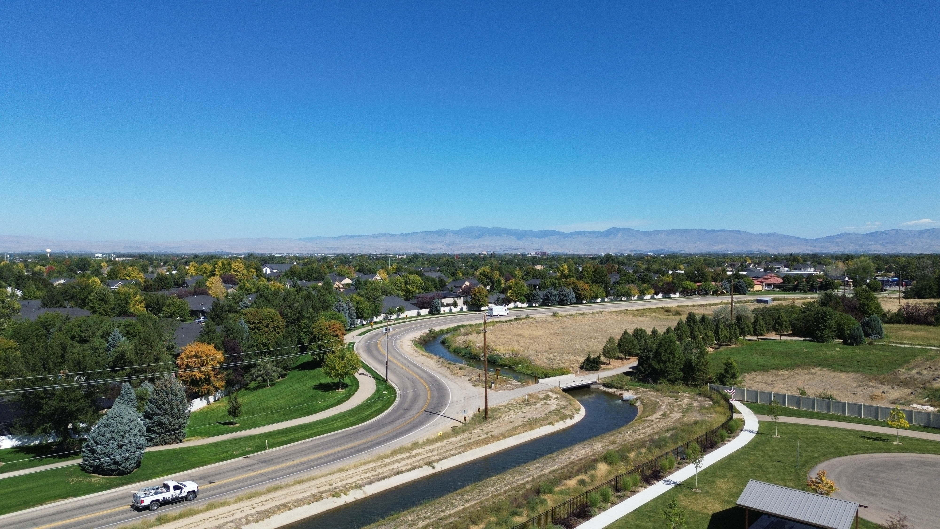 Aerial view of the Ridenbaugh Canal looking east